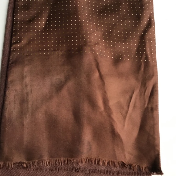Christian Dior Reversible silk & wool unisex scarf, brown with mini dots pattern - Picture 9 of 9